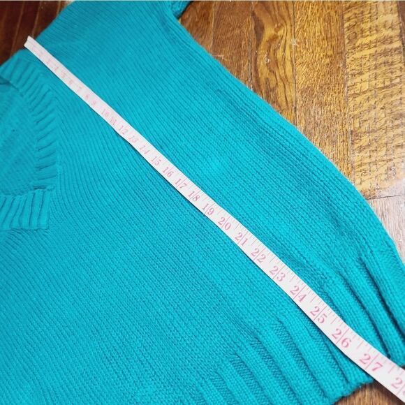 Vintage 90s Y2K Teal Oversized Slouchy Knit Sweater - Picture 9 of 13